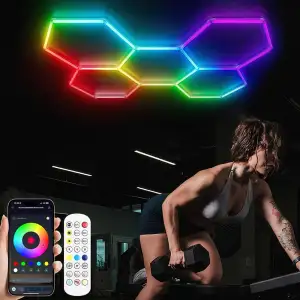 RGB Hexagon LED licht : 5 Stück, dimmbar, sechseckig, DIY-Installation für Fitne