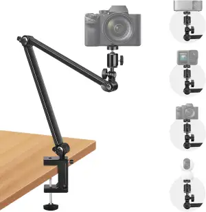 Webcam Halterung, Tischstativ Kamera mit 1/4 Zoll Gewinde, Kamera Arm für Logitech C922 C930, GoPro Hero, DSLR Kameras, Ringlicht und mehr