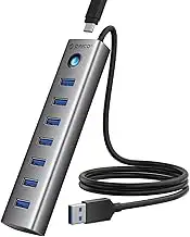 ORICO 7-Port USB 3.0 Hub, Aluminium Multiport Adapter Mit 100CM Kabel, 5Gbps Dat