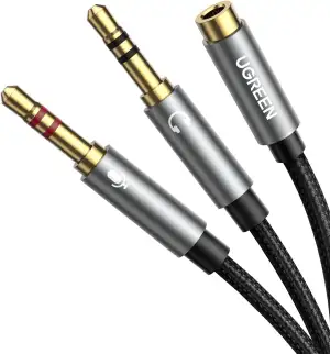 UGREEN Y Splitter Kabel Grau Audio Y Adapter Klinke 3,5mm Buchse auf Klinkenstec