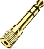 POSUGEAR Klinke Adapter 3.5mm auf 6.35mm 1 Stück, 6.35 Klinkenstecker auf 3.5 Klinken Buchse aux Audio Adapter mit Vergoldete Kontakte für Kopfhörer oder Lautsprecher