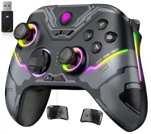 EasySMX X15 PC Controller Wireless mit 7 RGB Licht, Gaming Controller mit Hall J