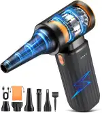 Kotopa Elektrische Staubgebläse, 3 Gang 200000 RPM Electric Air Duster mit 8000 mAh Akku Ultraleise Druckluft für PC Reinigungsset, Tastaturen, Autos und Außenbereich (Schwarz)