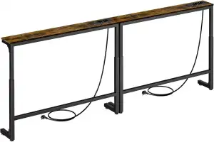 2er Set Konsolentisch schmal mit Steckdose, 8-stufig Höhenverstellbar Sofa Tisch