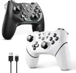 AceGamer 2pcs Wireless Controller für Switch/Switch 2/Lite/OLED, Controller für Switch Pro mit Weckfunktion mit einer Taste，Switch Pro Controller mit Doppel vibration/Turbo/Screenshot (Schwarz & Weiß)