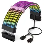 Sirlyr 24 Pin RGB Kabel,RGB PSU Kabel Verlängerungen - 5V 3Pin Addressable ARGB Motherboard Netzteil passend für schwarze PC Gehäuse Build Black Style