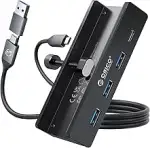 ORICO USB Hub, Aluminum USB 3.0 Hub Clip mit 5V Stromversorgungsanschluss, 5Gbps 4 Port USB Verte...