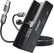 ORICO USB Hub, Aluminum USB 3.0 Hub Clip mit 5V Stromversorgungsanschluss, 5Gbps
