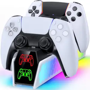 RGB PS5 Controller Ladestation für Dualsense Controller, Ladestation für PlaySta