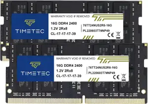 Timetec 32 GB Kit (2x16 GB) DDR4 2400 MHz (PC4-2400T) PC4-19200 SODIMM – Non-ECC