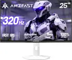 Amzfast 25 Zoll Gaming Monitor, 1920x1080 Full HD, 320Hz(DP), Fast IPS Panel, 0.5ms MPRT, Adaptive Sync, 8-bit, sRGB 120%, HDR, HDMI2.0&DP1.4, TÜV Rheinland, VESA 100x100, Weiß Bildschirm - AMZG25F6F