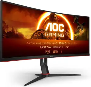 AOC CU34G2XPD/BK 34 Zoll Curved, UW-QHD USB Hub Gaming Monitor, 180Hz, Fast VA P