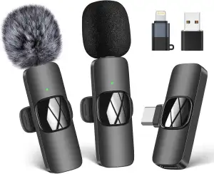 HMKCH Kabelloses Lavalier Mikrofon für Handy/iPhone/Computer, Wireless USB C Ans