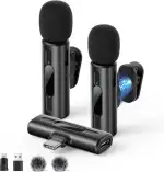 Kabelloses Lavalier-Mikrofon mit KI-Tonverbesserung, Einfach zu Bedienen Ideal für Live-Streaming, Videoaufnahmen und Interviews im Innen- oder Außenbereich Perfekt für YouTube TikTok und Vlog Schwarz
