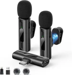 Kabelloses Lavalier-Mikrofon mit KI-Tonverbesserung, Einfach zu Bedienen Ideal f