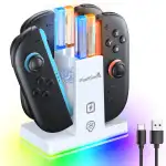 FASTSNAIL RGB Ladestation für Switch 2 Controller, Controller Ladestation Kompatibel mit Nintendo für Joy Con 2，Zubehör für Switch2,9 RGB-Modus, Weiß（Nicht für Switch2017 und OLED