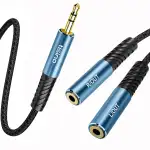 Tisino 3,5mm Klinke y Splitter (30cm), Aux Splitter 2 Buchsen auf 1 Stecker, 3,5mm TRS Audio Splitter, kompatibel mit PS4/5, Xbox, Nintendo Switch, PC Gaming Headsets, Telefon, Tablet, Laptop