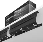 Kabelkanal Schreibtisch Schwarz 2er Set - Edelstahl Kabelmanagement Schreibtisch Kabelkanal mit 5 Kabelausschnitten - Einfach zu Installierender Kabel-Organizer - Kabelhalter von Desktronic