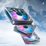 AsiaHorse RGB PC Lüfter 120MM Gehäuselüfter 3Stück [Infinity Mirror] [HDB] 1800RPM 5V3PIN ARGB und 12V4PIN PWM Lüfter, 50,000 Stunden Lebensdauer AMICI5GT Schwarz