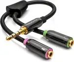 deleyCON Audio Klinken Y Adapter Splitter Kabel Stereo - 3,5mm Klinke - 1x Stecker auf 2x Buchse - Headsets Gaming Kopfhörer mit Mikrofon - für PC, Computer, PS4, PS5 Controller, Laptop Usw.