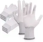 EHDIS 6 Paar Nylon Weiß Arbeitshandschuhe Stretchy Vollfinger Arbeitshandschuhe Antistatische Anti-Rutsch Handschuhe zum Waschen, Autopflege, Haushalt Reinigung Keeper