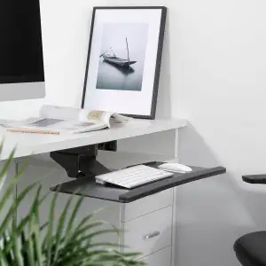 RICOO Tastaturschublade - Unter Schreibtisch Ausziehbar Schwenkbar Neigbar Tasta