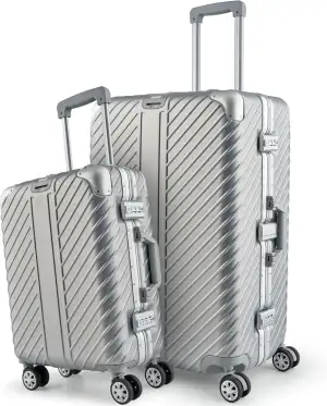 Set Hartschalenkoffer mit Alu-Rahmen | Reisekoffer mit Rollen - Extrem Stabiler 