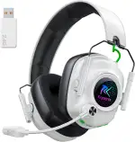 Krysenix KGH2 Gaming Headset Wireless für PS4, PS5, PC, Mac, Switch, 2.4GHz Faltbares Kabelloses Headset mit Mikrofon&LED, 40H Akkulaufzeit, Reines Weiß