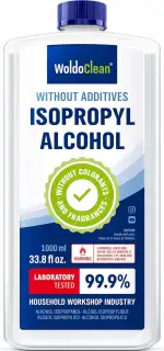 WoldoClean Isopropanol 99,9% Reinigungsalkohol 1L - IPA hochrein, farblos & geruchsneutral, rückstandslos für Elektronik, 3D-Drucker, Glas & Metall