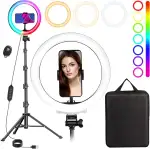 MICCYE Ringlicht mit Stativ 10 Zoll RGB Ring Light Gesamthöhe 180cm Ringleuchte Selfie Ringlicht Handy für Video Makeup Fotografie