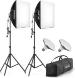 RALENO Softboxen, 2 x 50 W LED Softbox Fotostudio Set, 2 x 50 x 50 cm Fotolicht mit 5500 K Glühbi...