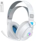 PH3 Gaming Headset Wireless für PS5, PS4, PC,Bluetooth Headset mit 50 Stunden Akku, Gaming-Headset mit Mikrofon mit Geräuschunterdrückung, Perlweiß