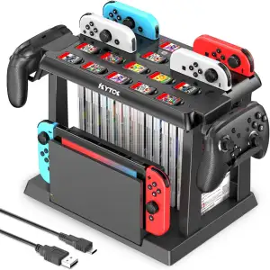 Kytok Switch Spiele Aufbewahrung mit Switch Controller Ladestation, Switch Lades