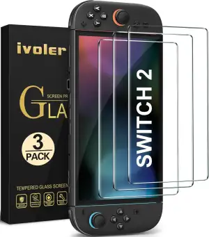 ivoler 3 Stücke Panzerglas für Nintendo Switch 2 Model 2025, Schutzfolie Folie D