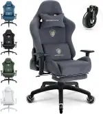 Dowinx Gaming Stuhl, Atmungsaktiver und Ergonomischer Bürostuhl aus Mikrofaser-Velours, Weiches Sitzgefühl wie Pelz, Verstellbarer Schreibtischstuhl mit Fußstütze, Grün