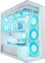 ARCTIC Xtender VG White (Clear Glass) mit vertikaler GPU-Halterung - PC-Gehäuse, Gehärtetes Panor...