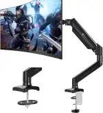 Einzel-Monitorhalterung für 13-32 Zoll Bildschirme, Gasfeder-Monitorarm mit höhenverstellbarer VESA-Halterung, Ständer hält 2-9 kg, Klemm-/Tülleninstallation