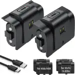 ZRZLMVP Xbox-Controller-Akku-für-Xbox-One/One S/One X/One Elite/Xbox Series X|S Controller, 2 x 4800mWh Xbox Akku Pack Zubehör- Wiederaufladbar, 2.5 Std Schnelllade, 4 Abdeckungen, 2er-Pack