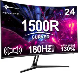 Minifire 24 Zoll Curved Gaming Monitor 180Hz, 1ms, FHD PC Bildschirm 1500R, Mit 