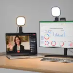 2026 Neu Ringlicht für Laptop,Ringlicht mit Stativ Handy 360°Drehbar Ringleuchte 5 Lichtfarben10 Helligkeiten Tisch Ring Light für Comptuer Monitor Videokonferenz Streaming Webcam (Schwarz-1Pack)