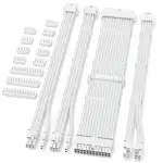 Sirlyr 16AWG weißes PSU-Verlängerungskabel-Kit – hochwertige ummantelte Kabel mit vergoldeten PCIe-Anschlüssen, einschließlich 24-poligem ATX, 8-poligem EPS, zwei 8-poligen PCIe und zwei Kamm-Sets