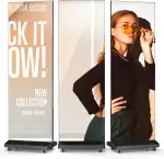 80" P1.86 Spleißbarer LED Display, Faltbarer Posterbildschirm mit Digitales Werbedisplay Kundenstopper mit USB/HDMI/WLAN/Fernbedienung (Schwarz, 1 Einheiten & Flightcase)