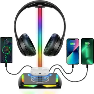 New Bee RGB Kopfhörer Ständer mit Wireless Ladegerät,Gaming-Headset-ständer Head