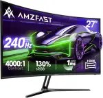 Amzfast 27 Zoll Curved Gaming Monitor 240Hz, 1920x1080 Full HD, Fast VA, 1500R, 1ms MPRT, Adaptive Sync, 4000:1 Kontrast, 95% DCI-P3, 130% sRGB, HDMI 2.0&DP 1.4, VESA 100x100mm, AMZG27C1 Pro