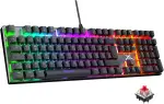TECKNET Mechanische Gaming-Tastatur, QWERTZ-Tastatur (Deutsches Layout), roten Schaltern für Gamer & Büro, 109 Tasten kabelgebundene programmierbare Tastatur, Anti-Ghosting, 24 LED-Beleuchtungsmodi