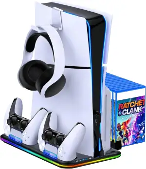 PS5 Stand Kühlstation für PS5/PS5 Slim/PS5 Pro,Vertikalständer mit Ultra-Lüfter 