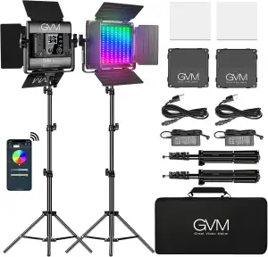 GVM RGB Videoleuchte mit Stativ, 800D LED Fotografie Licht Studiolicht 3200K–560