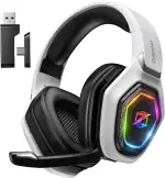 Ozeino OW810 Gaming Headset 40h Akku & Spielen beim Laden, 2.4GHz+BT(≤30ms), 7.1 Surround Sound Wireless Headset Mit Mikrofon für FIFA/CS:GO/Streaming, Kompatibel für PS5/PS4/Switch/Mac, Kristallweiß
