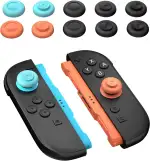 NEWDERY Joystick Kappen für Nintendo Switch 2 (12 Stück), Verbesserter Grip, Schutz & Zielpräzision, Ergonomische Thumb Grip für Switch 2/1 Pro Controller, Switch 2 Stick Cap (Schwarz + Blau + Orange)