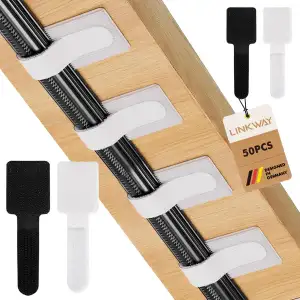 LINKWAY 50 Stück Kabelmanagement Schreibtisch, Kabel-Organizer unter dem Schreib